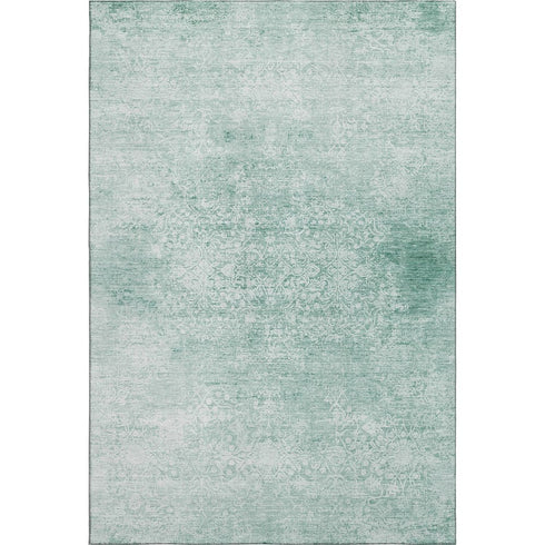 8' X 10' Turquoise And Ivory Oriental Washable Area Rug With UV Protection