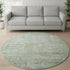 8' Artichoke Green And Beige Oriental Washable Round Rug With UV Protection