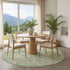 8' Artichoke Green And Beige Oriental Washable Round Rug With UV Protection