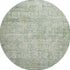 8' Artichoke Green And Beige Oriental Washable Round Rug With UV Protection