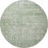 8' Artichoke Green And Beige Oriental Washable Round Rug With UV Protection