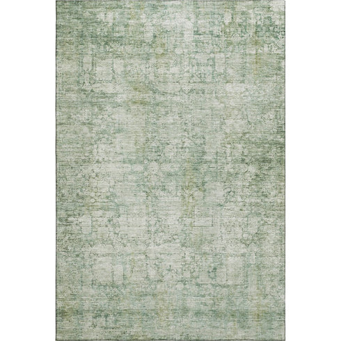 8' X 10' Artichoke Green And Beige Oriental Washable Area Rug With UV Protection