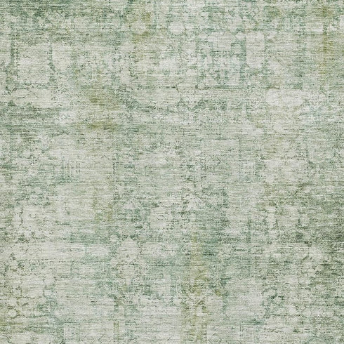 8' X 10' Artichoke Green And Beige Oriental Washable Area Rug With UV Protection