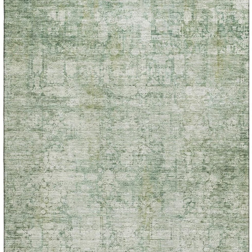 8' X 10' Artichoke Green And Beige Oriental Washable Area Rug With UV Protection