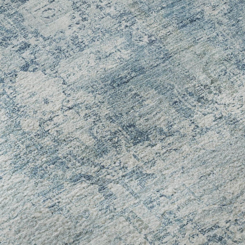 5' X 8' Blue And Ivory Oriental Washable Area Rug With UV Protection