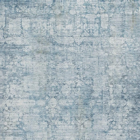 5' X 8' Blue And Ivory Oriental Washable Area Rug With UV Protection