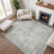 8' X 10' Gray And Silver Oriental Washable Area Rug With UV Protection