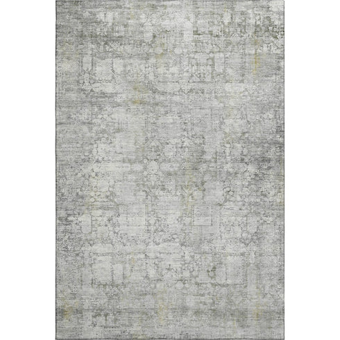 8' X 10' Gray And Silver Oriental Washable Area Rug With UV Protection