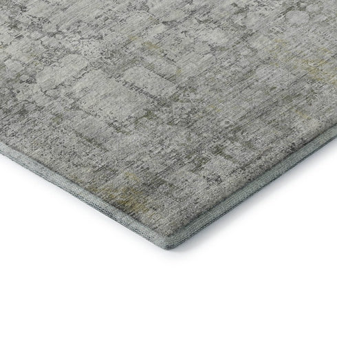 8' X 10' Gray And Silver Oriental Washable Area Rug With UV Protection