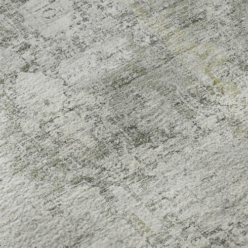 8' X 10' Gray And Silver Oriental Washable Area Rug With UV Protection