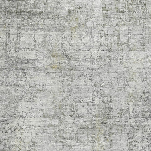 8' X 10' Gray And Silver Oriental Washable Area Rug With UV Protection