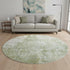 8' Artichoke Green And Ivory Abstract Washable Round Rug With UV Protection