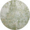 8' Artichoke Green And Ivory Abstract Washable Round Rug With UV Protection