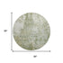 8' Artichoke Green And Ivory Abstract Washable Round Rug With UV Protection