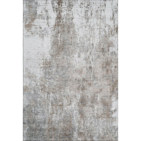 5' X 8' Brown And Ivory Abstract Washable Area Rug With UV Protection