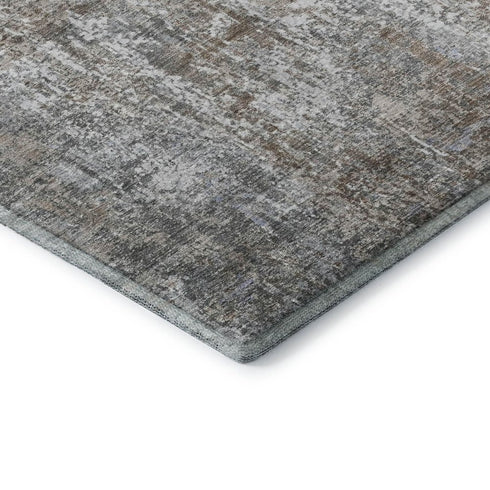 5' X 8' Brown And Ivory Abstract Washable Area Rug With UV Protection