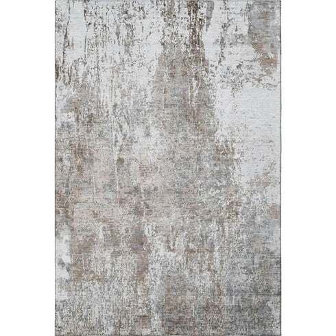 5' X 8' Brown And Ivory Abstract Washable Area Rug With UV Protection