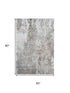 5' X 8' Brown And Ivory Abstract Washable Area Rug With UV Protection