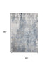5' X 8' Blue And Ivory Abstract Washable Area Rug With UV Protection