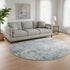 8' Blue And Ivory Abstract Washable Round Rug With UV Protection