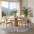8' Blue And Ivory Abstract Washable Round Rug With UV Protection