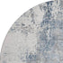 8' Blue And Ivory Abstract Washable Round Rug With UV Protection