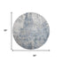 8' Blue And Ivory Abstract Washable Round Rug With UV Protection