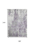 9' X 12' Plum And Ivory Abstract Washable Area Rug With UV Protection