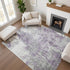 9' X 12' Plum And Ivory Abstract Washable Area Rug With UV Protection