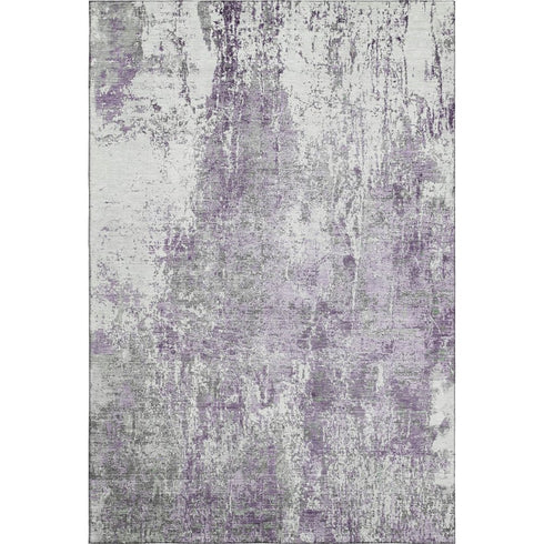 9' X 12' Plum And Ivory Abstract Washable Area Rug With UV Protection