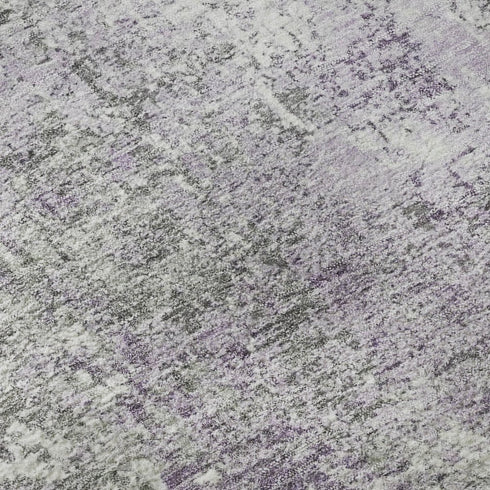 9' X 12' Plum And Ivory Abstract Washable Area Rug With UV Protection