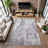 9' X 12' Plum And Ivory Abstract Washable Area Rug With UV Protection