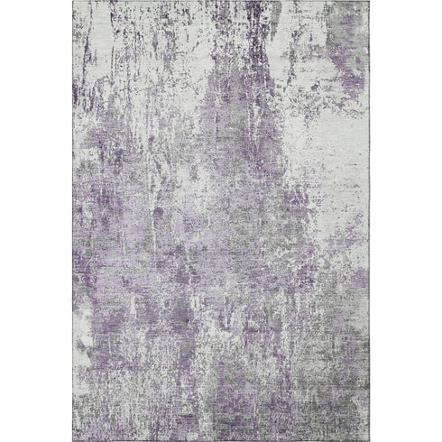 9' X 12' Plum And Ivory Abstract Washable Area Rug With UV Protection