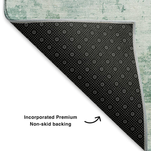 8' X 10' Aqua And Ivory Abstract Washable Area Rug With UV Protection