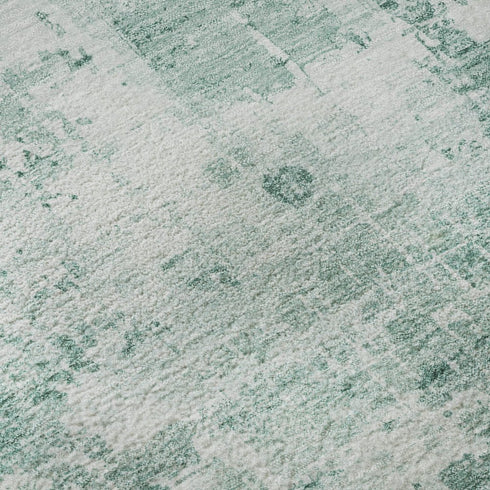 8' X 10' Aqua And Ivory Abstract Washable Area Rug With UV Protection