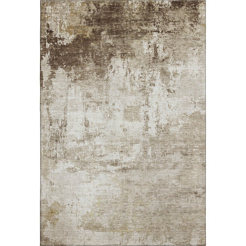 5' X 8' Brown And Beige Abstract Washable Area Rug With UV Protection