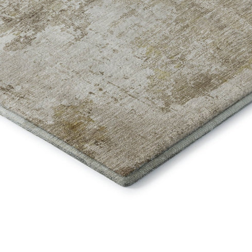 5' X 8' Brown And Beige Abstract Washable Area Rug With UV Protection