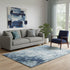 5' X 8' Blue And Ivory Abstract Washable Area Rug With UV Protection