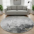 8' Gray And Silver Abstract Washable Round Rug With UV Protection