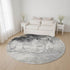 8' Gray And Silver Abstract Washable Round Rug With UV Protection