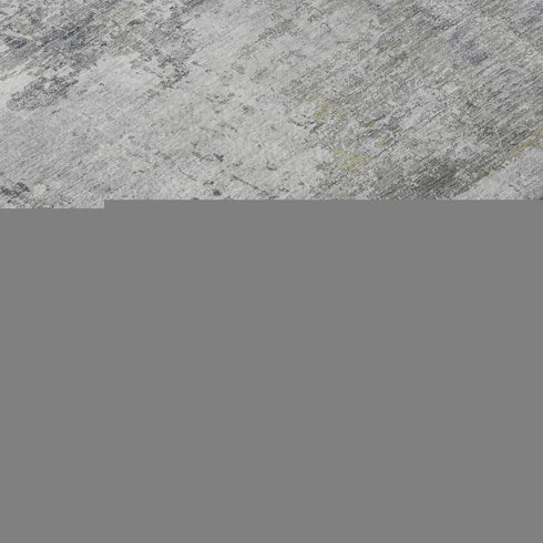 8' Gray And Silver Abstract Washable Round Rug With UV Protection