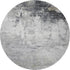 8' Gray And Silver Abstract Washable Round Rug With UV Protection