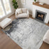 8' X 10' Gray And Silver Abstract Washable Area Rug With UV Protection