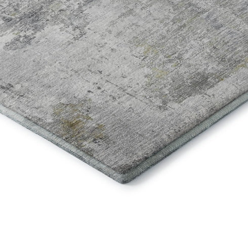 8' X 10' Gray And Silver Abstract Washable Area Rug With UV Protection