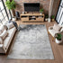 8' X 10' Gray And Silver Abstract Washable Area Rug With UV Protection