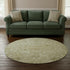 8' Beige And Gold Oriental Washable Round Rug With UV Protection