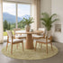 8' Beige And Gold Oriental Washable Round Rug With UV Protection