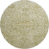 8' Beige And Gold Oriental Washable Round Rug With UV Protection