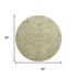 8' Beige And Gold Oriental Washable Round Rug With UV Protection