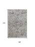 9' X 12' Ivory And Blue Oriental Washable Area Rug With UV Protection